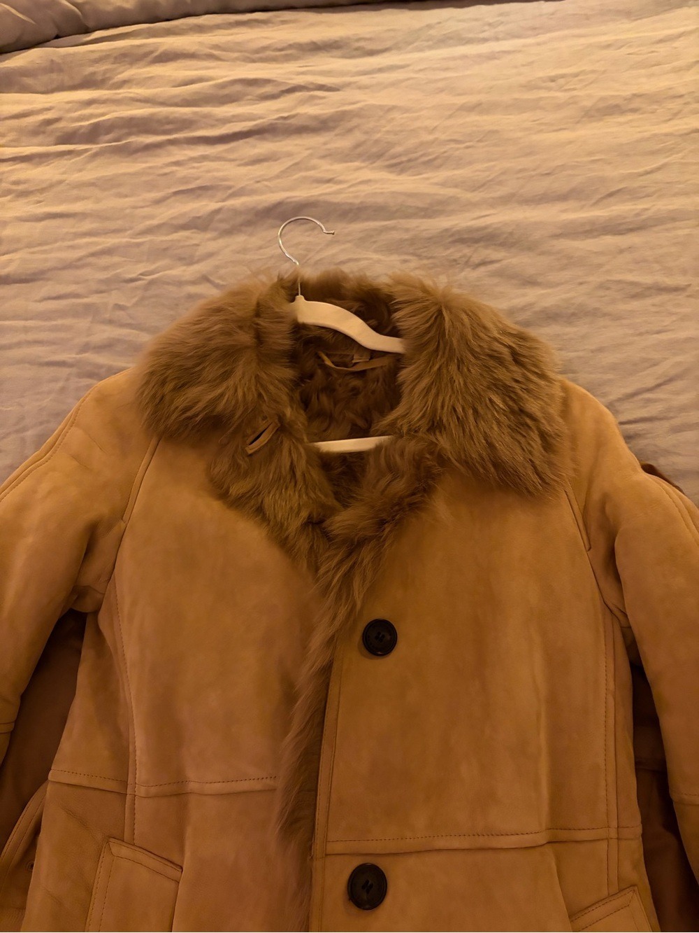 Burberry London Camel Lamb Shearling Long Coat US 2 Made in Italy - Picture 4 of 16